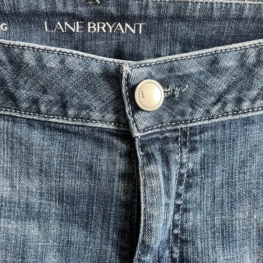 Lane Bryant Women's Straight Leg Medium Wash Distressed Jeans Size 24